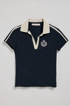 Polo Club Polos*Polo sans boutons ni écusson nautique Bleu Marine
