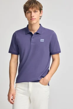 Polo Club Polos*Polo à manches courtes et deux boutons sur la poitrine Bleu Violet