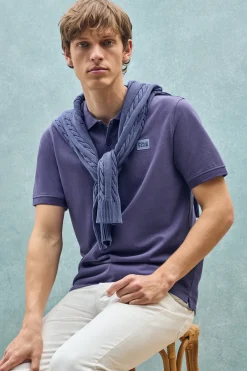 Polo Club Polos*Polo à manches courtes et deux boutons sur la poitrine Bleu Violet