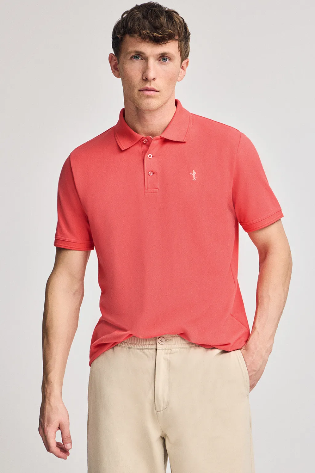 Polo Club Polos*Polo couleur corail en piqué à manches courtes avec broderie Rigby Best Coral