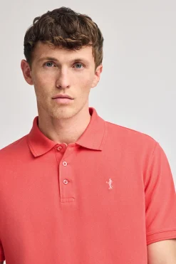 Polo Club Polos*Polo couleur corail en piqué à manches courtes avec broderie Rigby Best Coral
