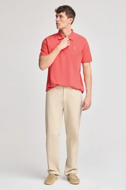 Polo Club Polos*Polo couleur corail en piqué à manches courtes avec broderie Rigby Best Coral