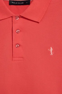 Polo Club Polos*Polo couleur corail en piqué à manches courtes avec broderie Rigby Best Coral
