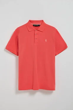 Polo Club Polos*Polo couleur corail en piqué à manches courtes avec broderie Rigby Best Coral