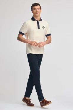 Polo Club Polos*Polo couleur écru Morfeo à manches courtes avec détail nautique Beige