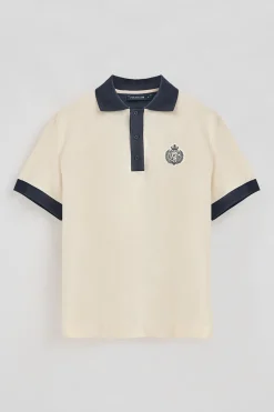 Polo Club Polos*Polo couleur écru Morfeo à manches courtes avec détail nautique Beige