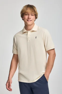 Polo Club Polos*Polo écru à manches courtes et trois boutons avec logo brodé Rigby Go Beige