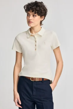 Polo Club Polos*Polo écru à manches courtes en coton avec broderie Rigby Best Beige