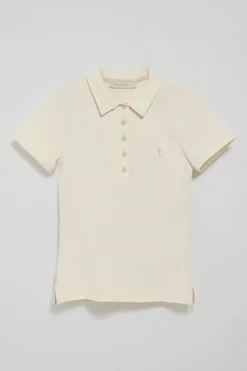 Polo Club Polos*Polo écru à manches courtes en coton avec broderie Rigby Best Beige