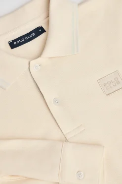 Polo Club Polos*Polo écru à manches longues et deux boutons avec écusson griffé Beige