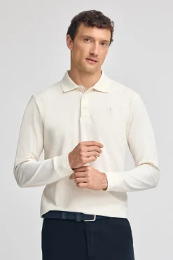Polo Club Polos*Polo écru en piqué à manches longues avec broderie Rigby Best Beige
