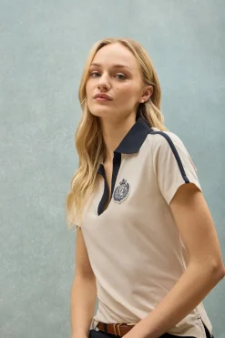 Polo Club Polos*Polo écru sans boutons avec écusson nautique Beige