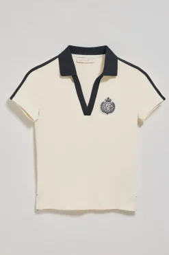 Polo Club Polos*Polo écru sans boutons avec écusson nautique Beige