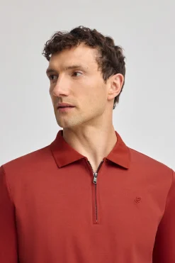 Polo Club Polos*Polo Esko rougeâtre avec fermeture éclair et monogramme brodé Rouge tuile