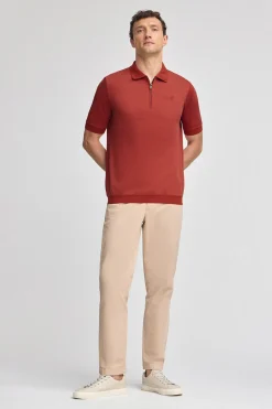 Polo Club Polos*Polo Esko rougeâtre avec fermeture éclair et monogramme brodé Rouge tuile