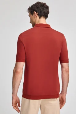 Polo Club Polos*Polo Esko rougeâtre avec fermeture éclair et monogramme brodé Rouge tuile