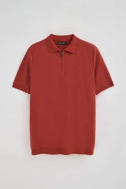 Polo Club Polos*Polo Esko rougeâtre avec fermeture éclair et monogramme brodé Rouge tuile