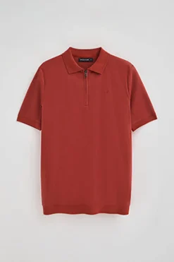 Polo Club Polos*Polo Esko rougeâtre avec fermeture éclair et monogramme brodé Rouge tuile