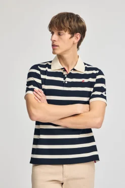Polo Club Polos*Polo Genova rayé avec broderie monogramme Bleu Marine