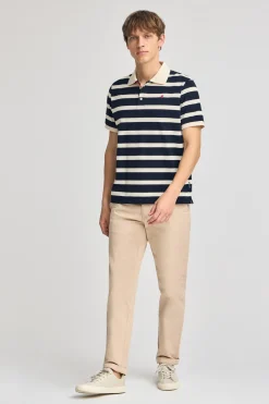 Polo Club Polos*Polo Genova rayé avec broderie monogramme Bleu Marine