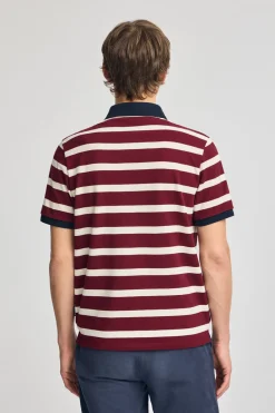 Polo Club Polos*Polo Genova marron rayé avec broderie monogramme Grenat