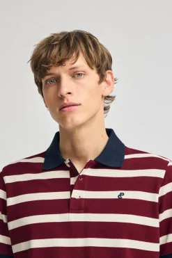 Polo Club Polos*Polo Genova marron rayé avec broderie monogramme Grenat