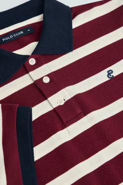 Polo Club Polos*Polo Genova marron rayé avec broderie monogramme Grenat