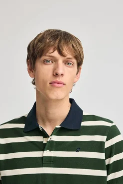 Polo Club Polos*Polo Genova rayé avec broderie monogramme Vert Bouteille