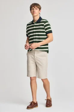 Polo Club Polos*Polo Genova rayé avec broderie monogramme Vert Bouteille