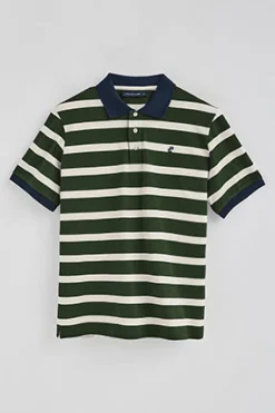 Polo Club Polos*Polo Genova rayé avec broderie monogramme Vert Bouteille