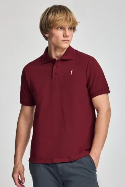 Polo Club Polos*Polo granate de manga corta y tres botones con logo bordado Rigby Go Grenat
