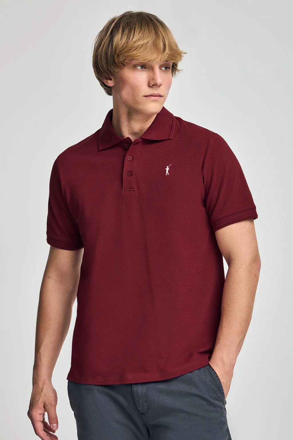 Polo Club Polos*Polo granate de manga corta y tres botones con logo bordado Rigby Go Grenat