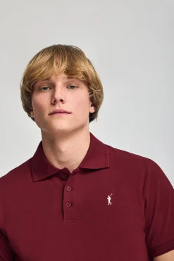 Polo Club Polos*Polo granate de manga corta y tres botones con logo bordado Rigby Go Grenat