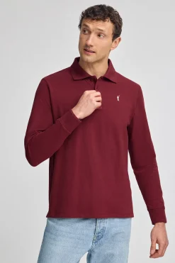 Polo Club Polos*Polo à manches longues à trois boutons et broderie Rigby Go Grenat