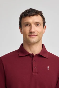 Polo Club Polos*Polo à manches longues à trois boutons et broderie Rigby Go Grenat