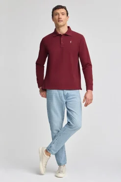 Polo Club Polos*Polo à manches longues à trois boutons et broderie Rigby Go Grenat