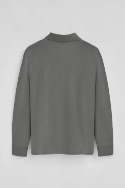 Polo Club Polos*Polo gris bitume à manches longues à trois boutons et broderie Rigby Go Asphalte