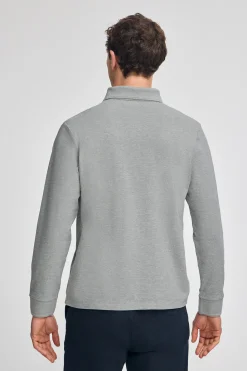 Polo Club Polos*Polo gris chiné à manches longues à trois boutons et broderie Rigby Go Gris Vigore