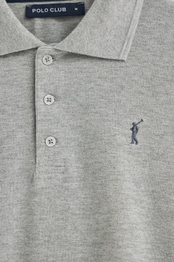 Polo Club Polos*Polo gris chiné à manches longues à trois boutons et broderie Rigby Go Gris Vigore