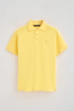 Polo Club Polos*Polo jaune clair piqué à manches courtes avec broderie Rigby Best Jaune tendre