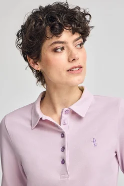 Polo Club Polos*Polo à manches longues en coton avec broderie Rigby Best Lavande