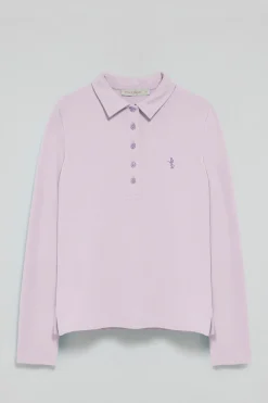 Polo Club Polos*Polo à manches longues en coton avec broderie Rigby Best Lavande
