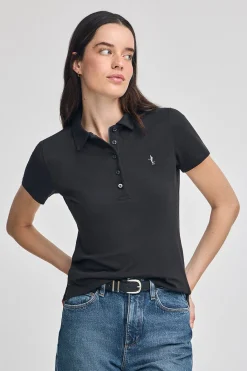 Polo Club Polos*Polo à manches courtes en coton avec broderie Rigby Best Noir