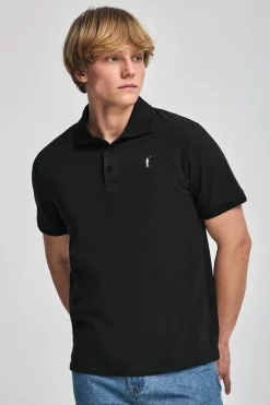 Polo Club Polos*Polo à manches courtes et trois boutons avec logo brodé Rigby Go Noir