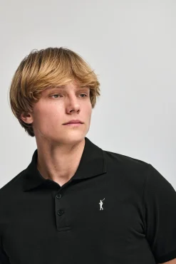Polo Club Polos*Polo à manches courtes et trois boutons avec logo brodé Rigby Go Noir
