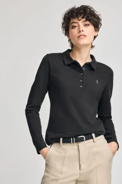 Polo Club Polos*Polo à manches longues en coton avec broderie Rigby Best Noir