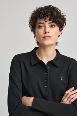Polo Club Polos*Polo à manches longues en coton avec broderie Rigby Best Noir