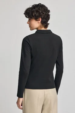 Polo Club Polos*Polo à manches longues en coton avec broderie Rigby Best Noir