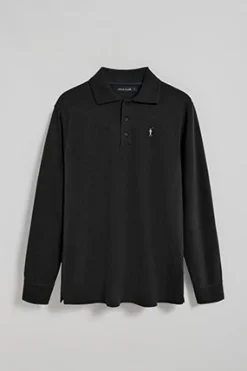 Polo Club Polos*Polo à manches longues à trois boutons et broderie Rigby Go Noir