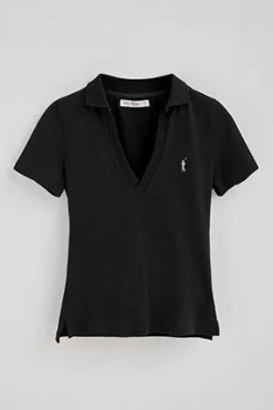 Polo Club Polos*Polo en coton et lin sans boutons avec broderie Rigby Go Noir